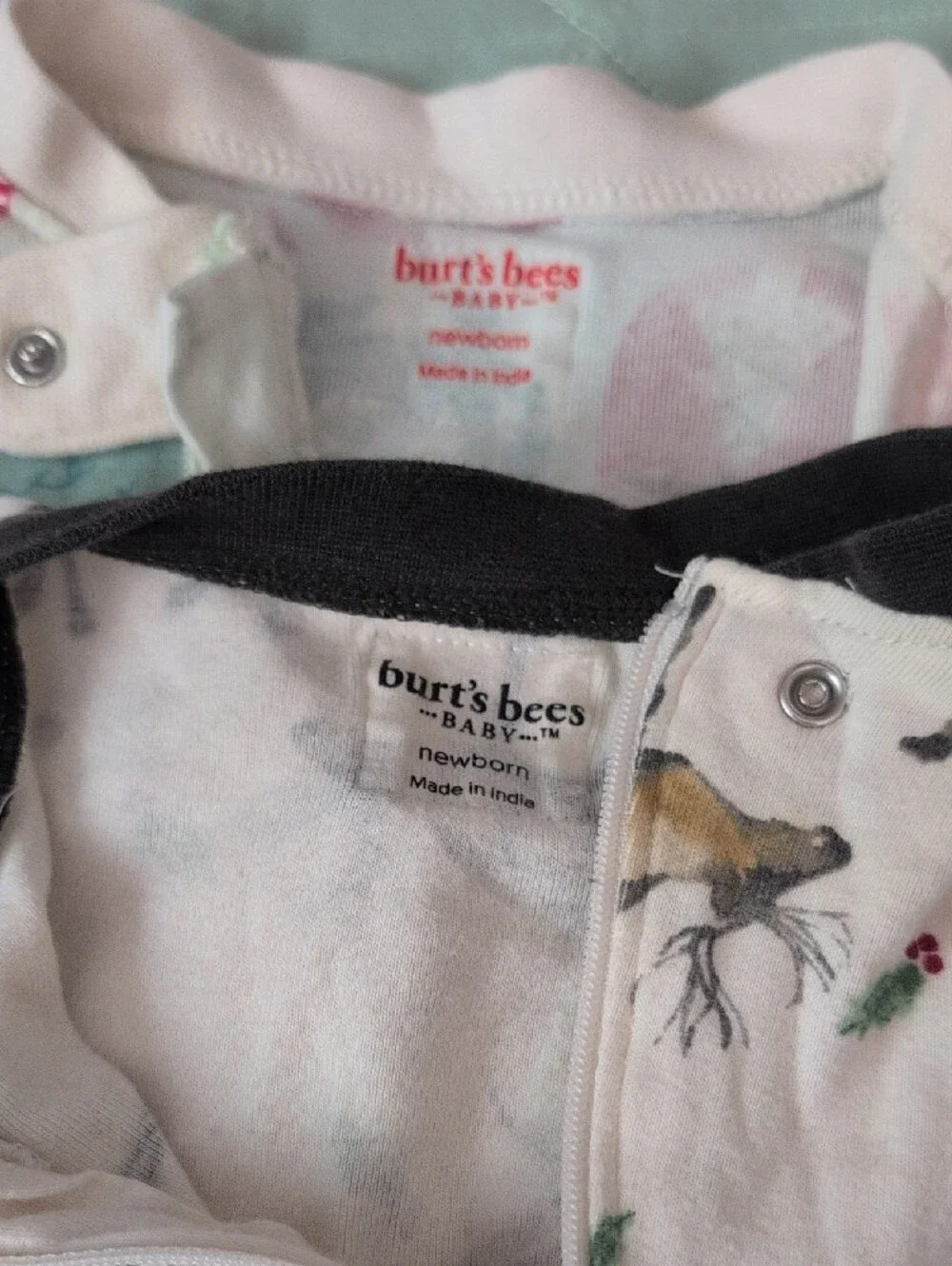 Burt's Bees Baby Holiday Footed Pajamas Size Newborn Set Of 2